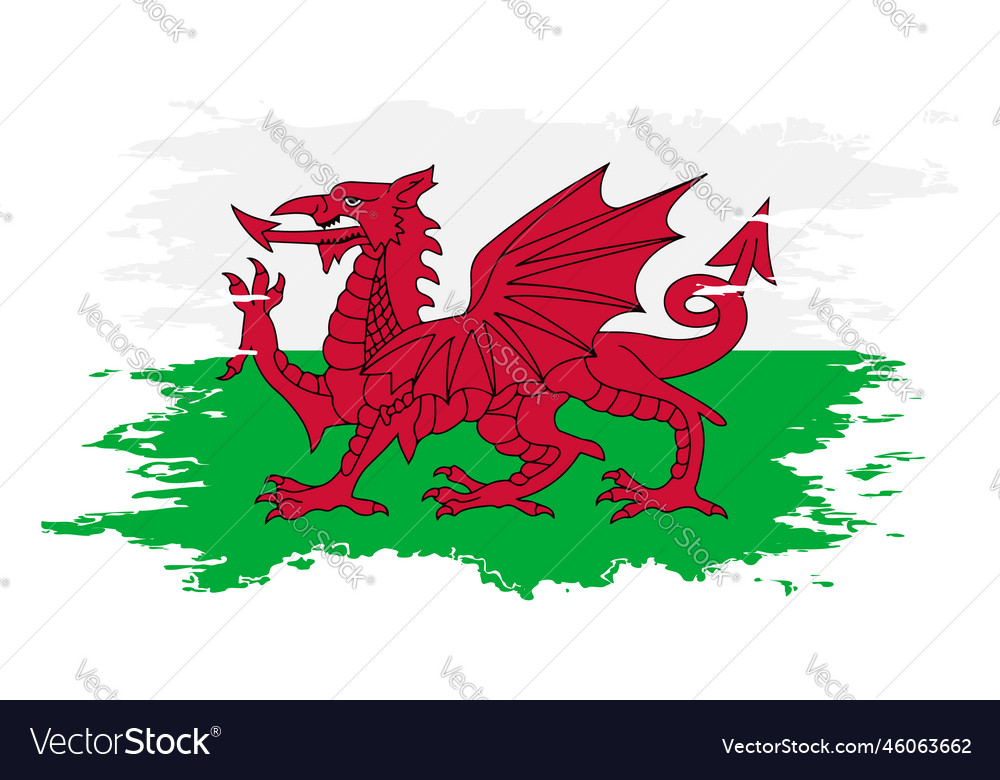 Wales flag grunge brush color image