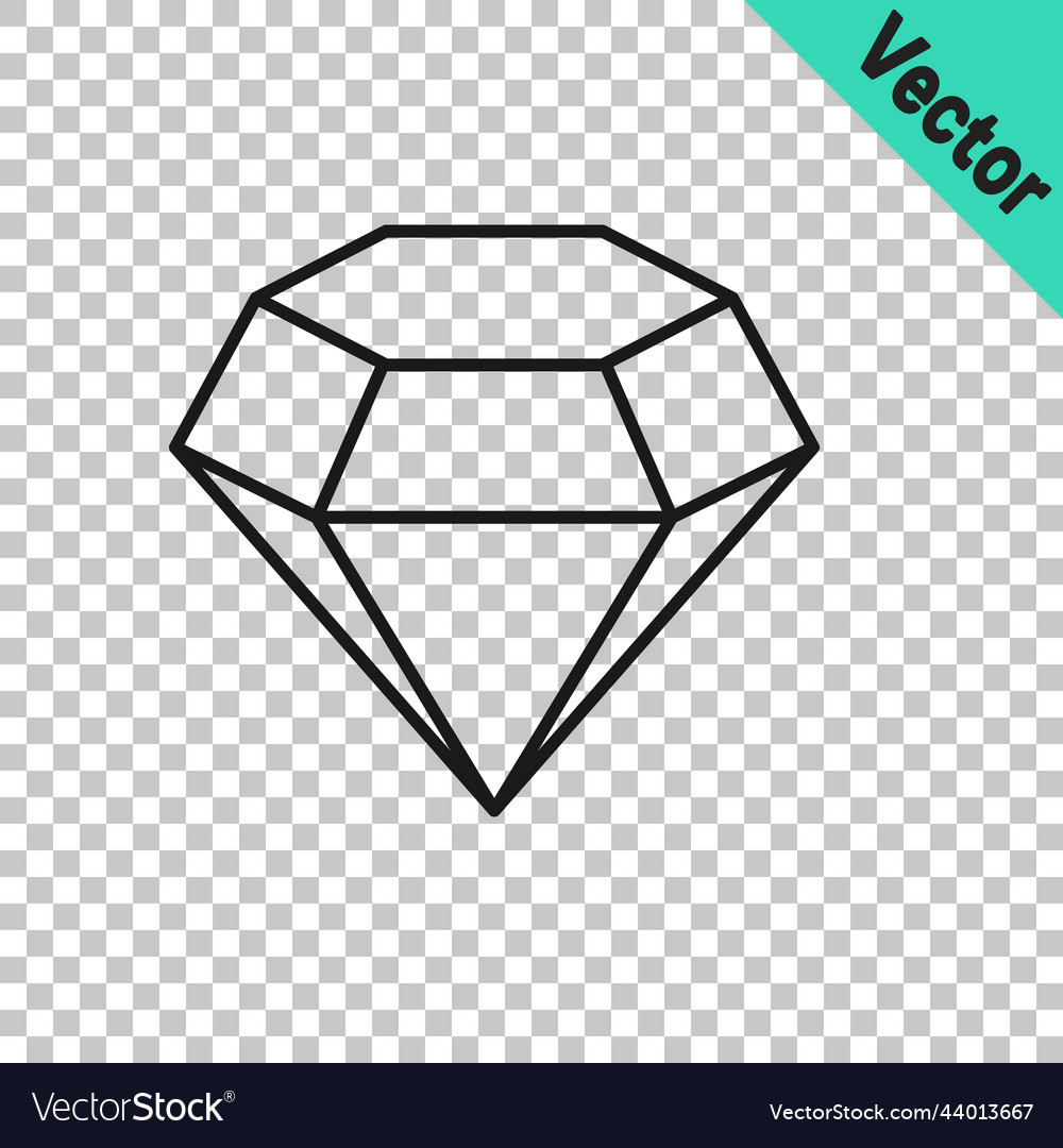 Black line diamond icon isolated on transparent Vector Image