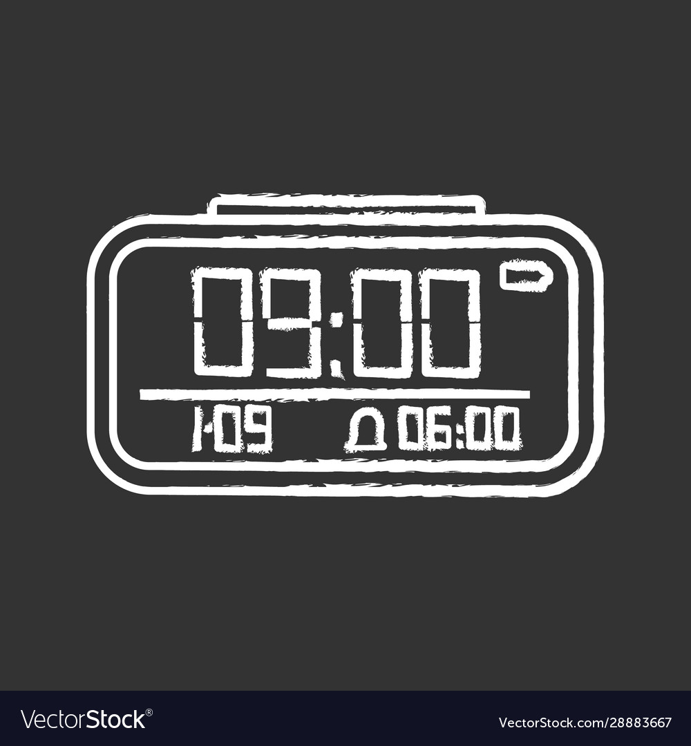 Digital alarm clock chalk icon