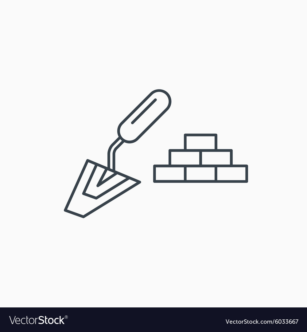 Finishing icon spatula with bricks sign