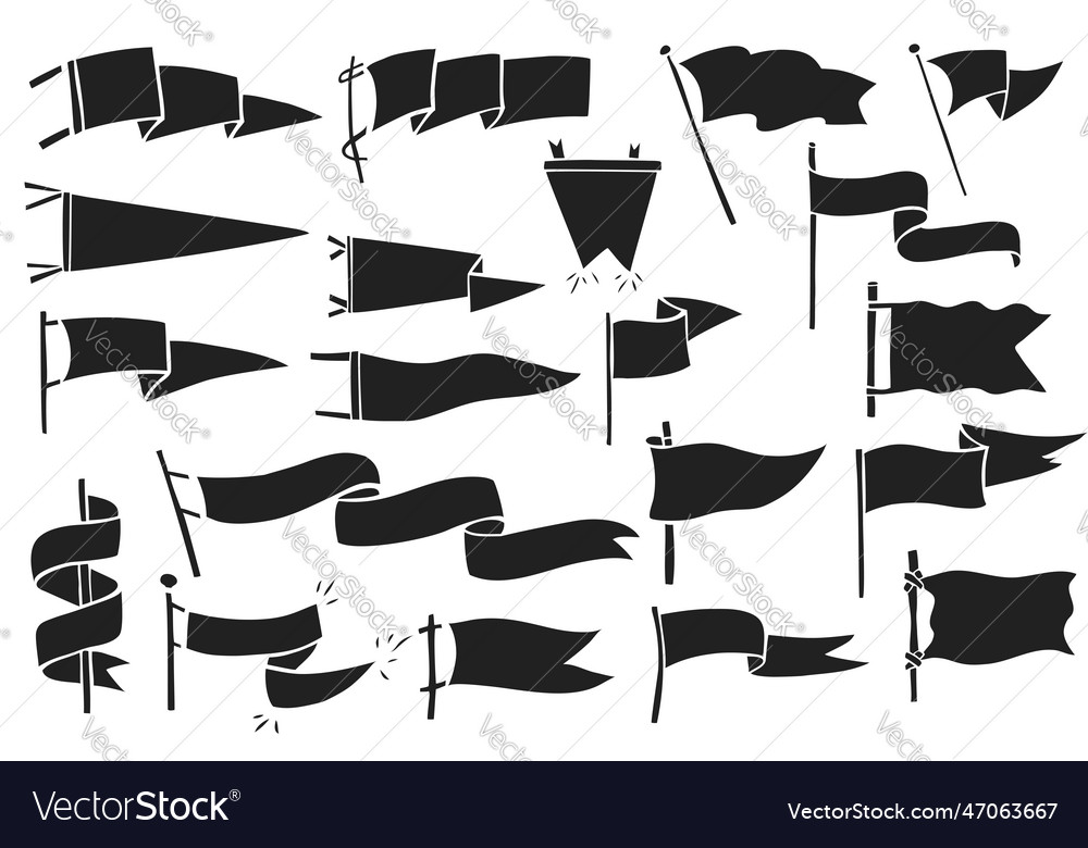 Hand drawn flags monochrome labels wanderlust Vector Image