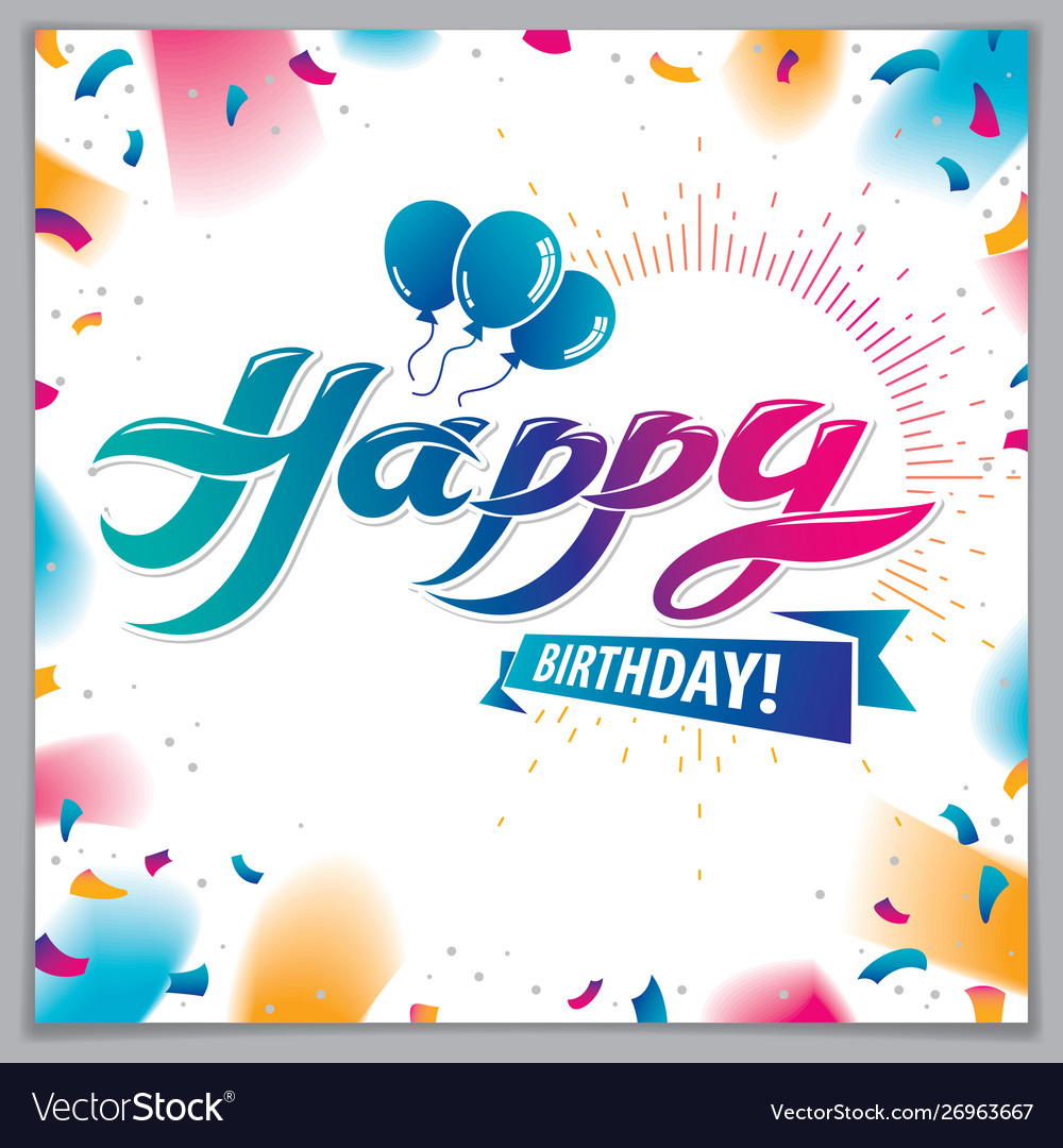 Happy birthday beautiful greeting card design Vector Image