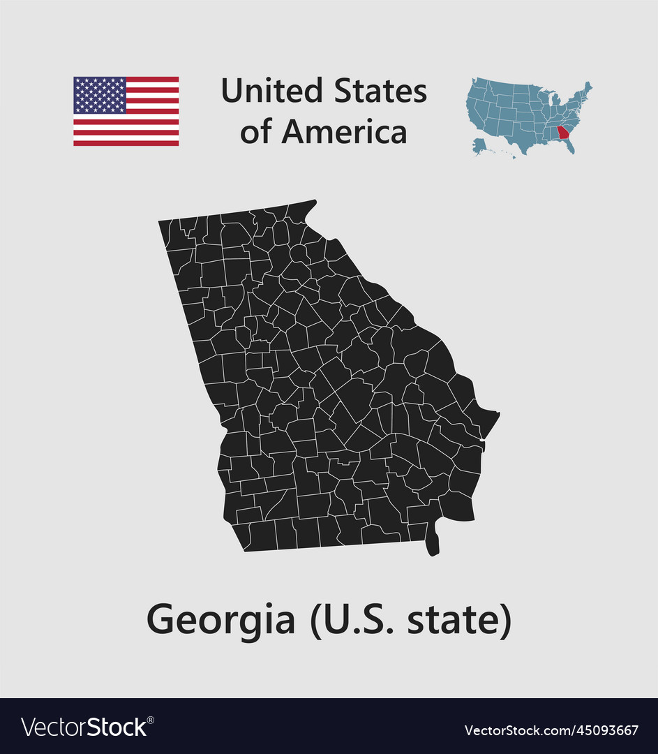 Map state georgia flag and usa