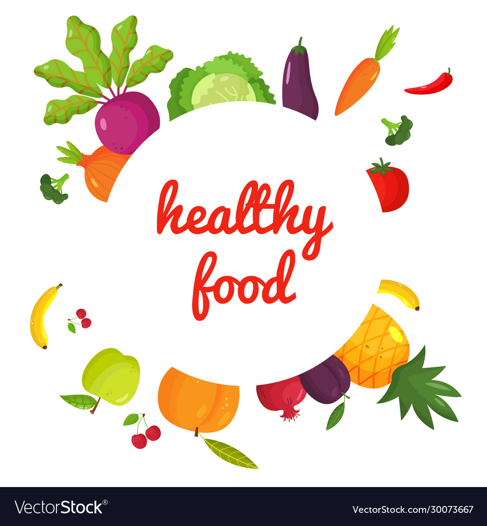 Proper nutrition healthy food in style Royalty Free Vector