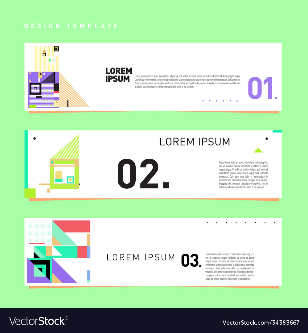 Set abstract banner web design template retro