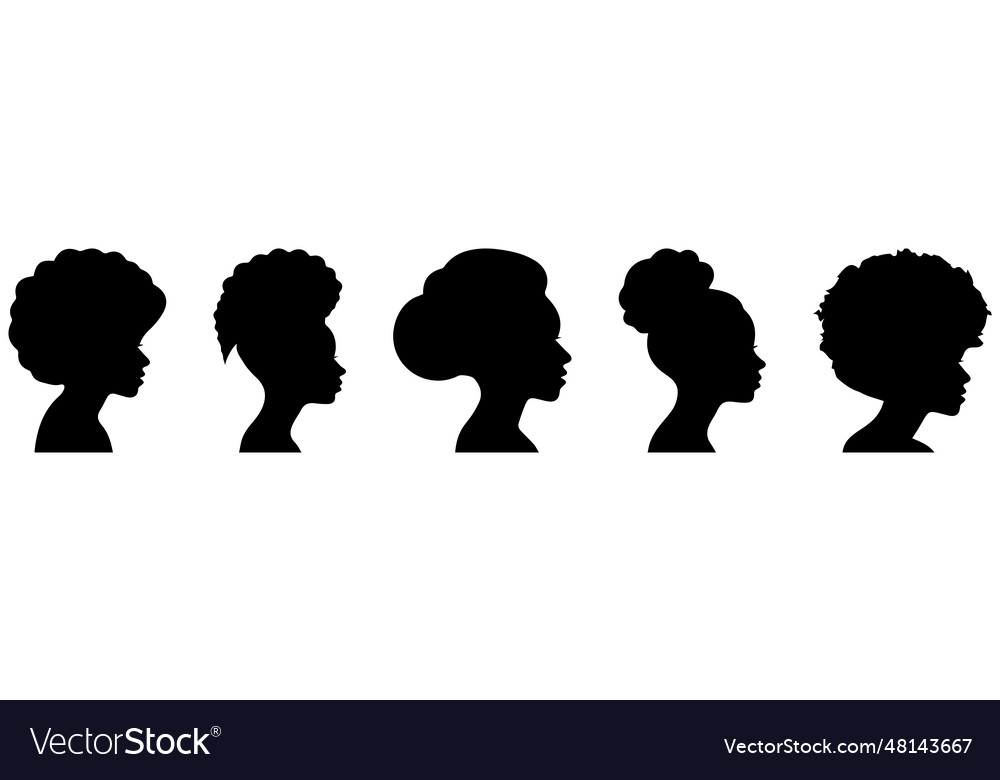 Silhouettes Of African American Women Profile Vector Image