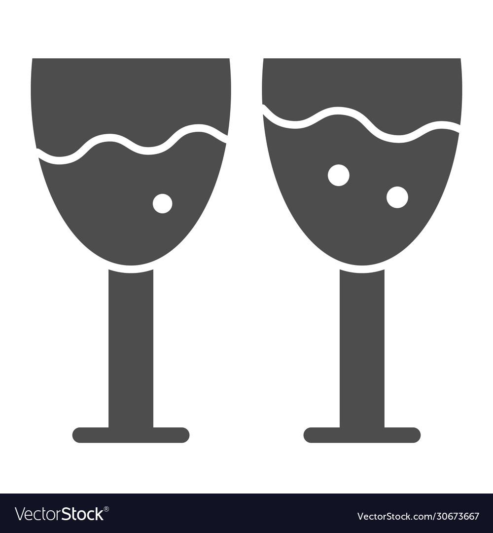 Wine glasses solid icon two