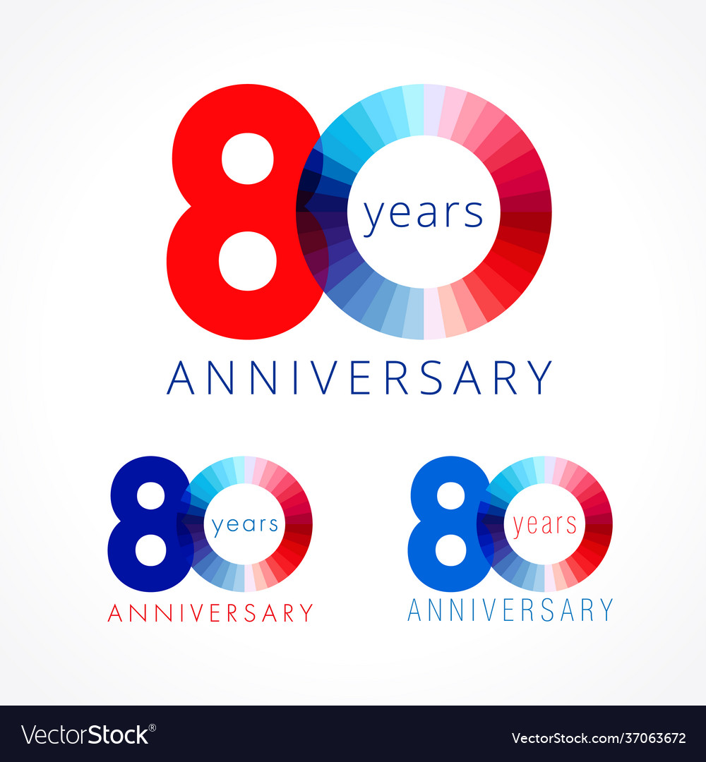 80 anniversary red blue logo Royalty Free Vector Image