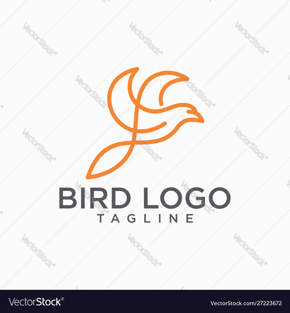 Bird lineart logo design stock