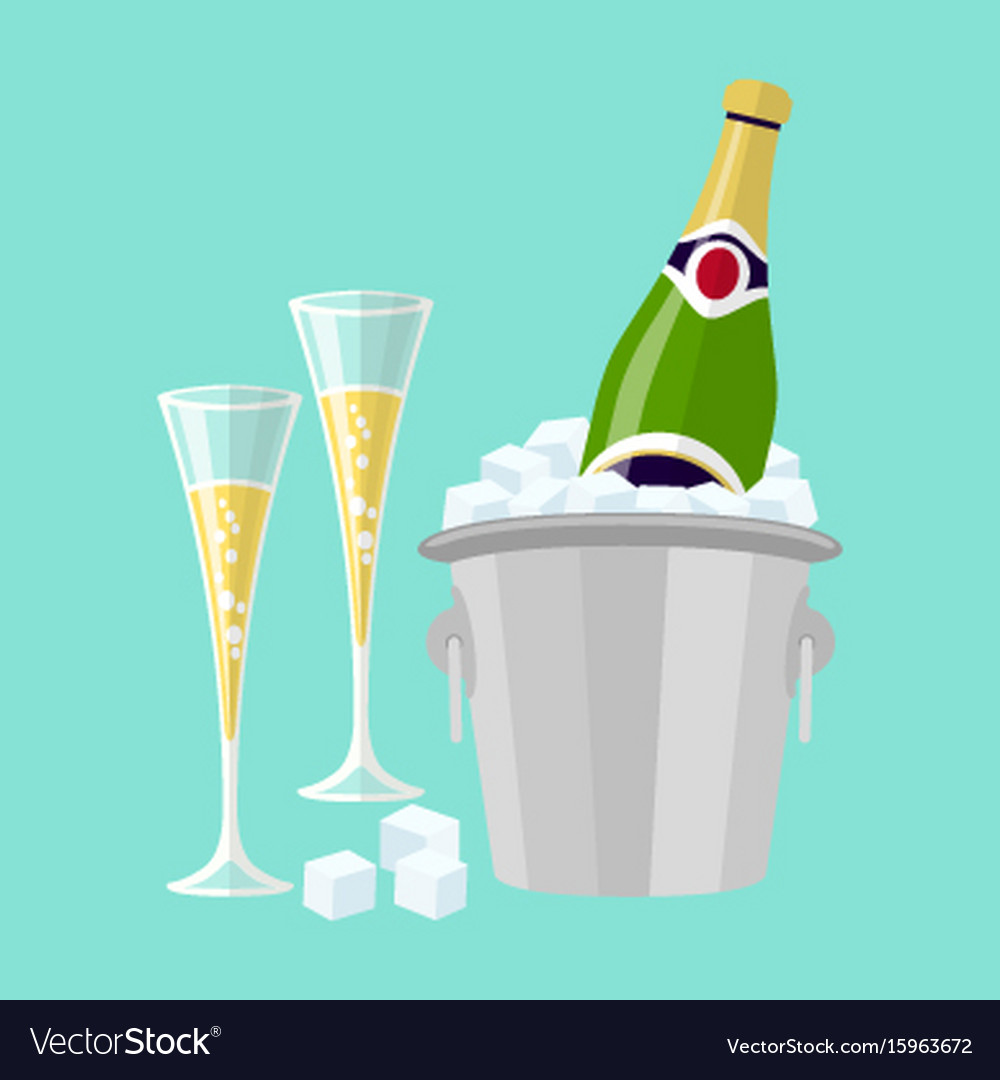 champagne bottle and glasses clipart