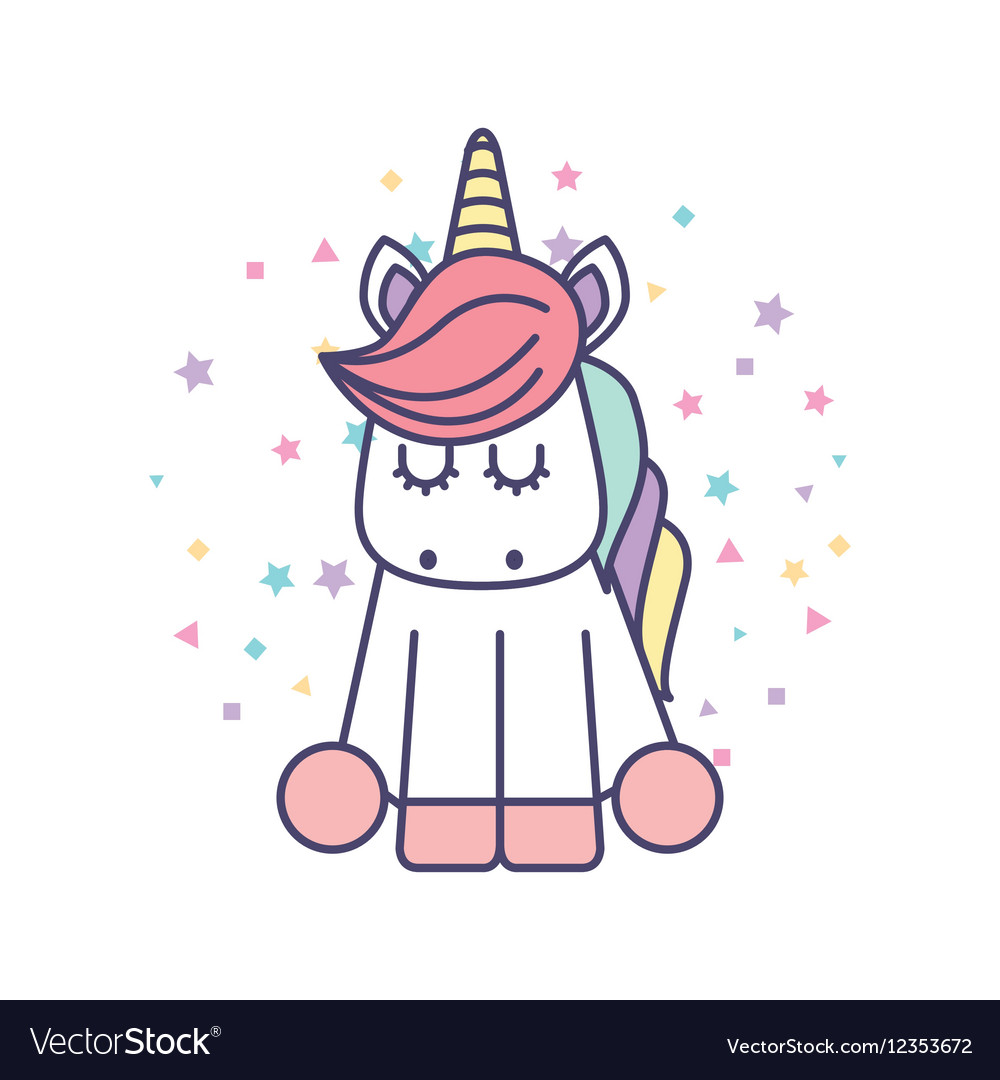 Drawing cute unicorn icon Royalty Free Vector Image