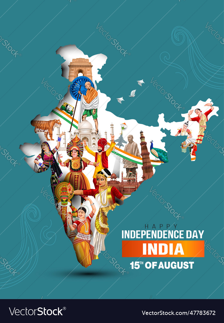 Happy Independence Day India Greetings Abstract Vector Image