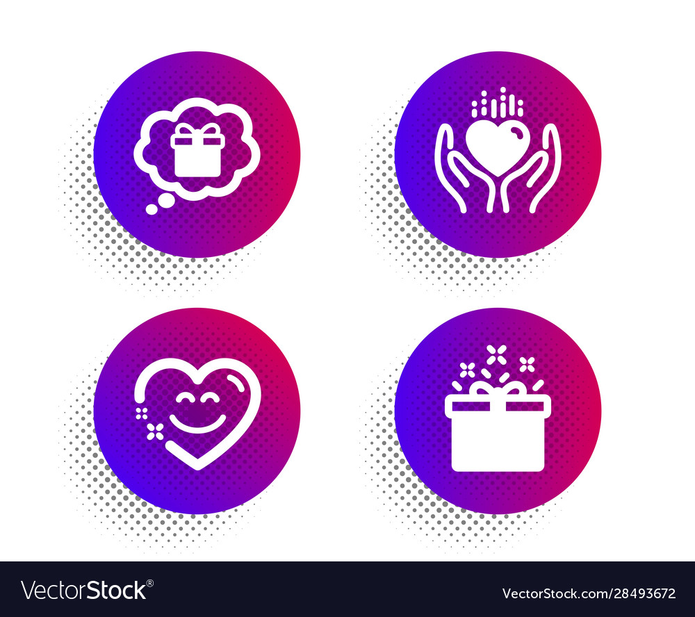 Hold heart smile chat and gift dream icons set