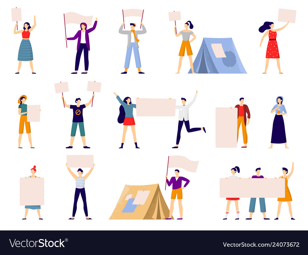 Protesters people peaceful protest march Vector Image