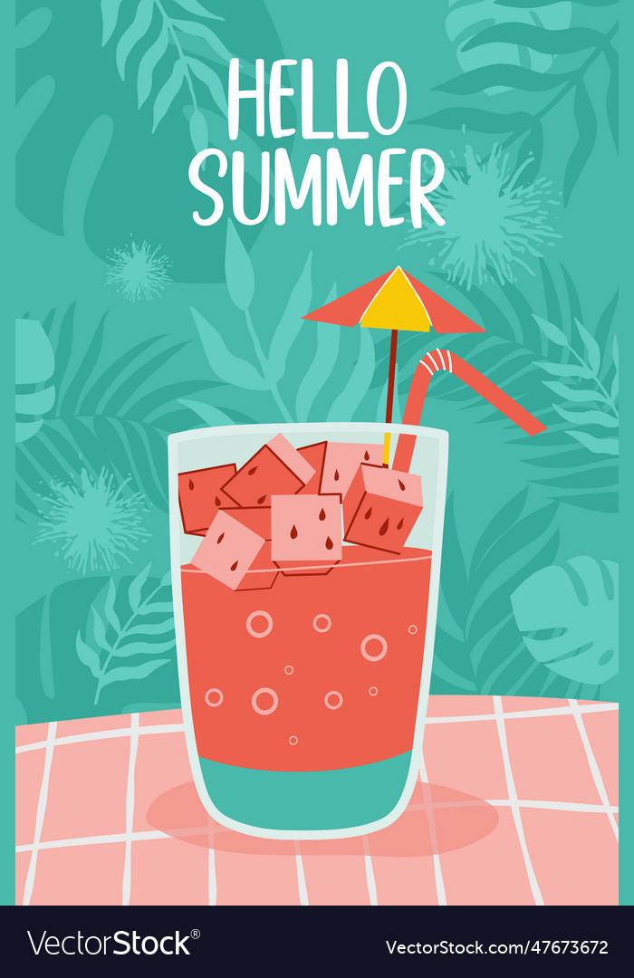 Sommerplakat mit Wassermelone und Saft