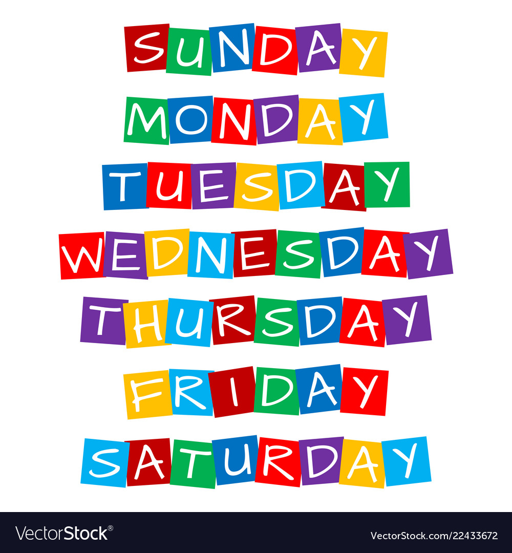 weekday-names-set-text-in-colorful-rotated-squares