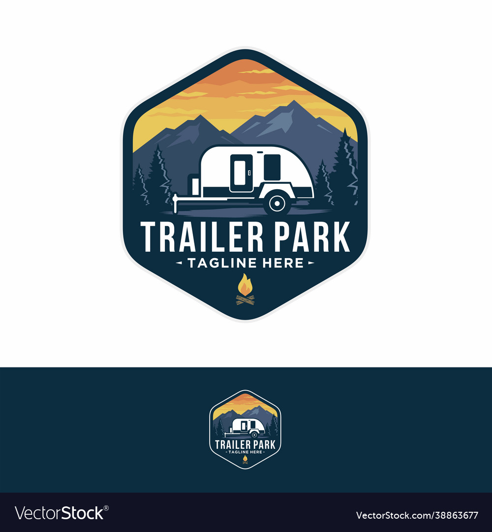 Camper trailer or recreational vehicle rv logo Vector Image