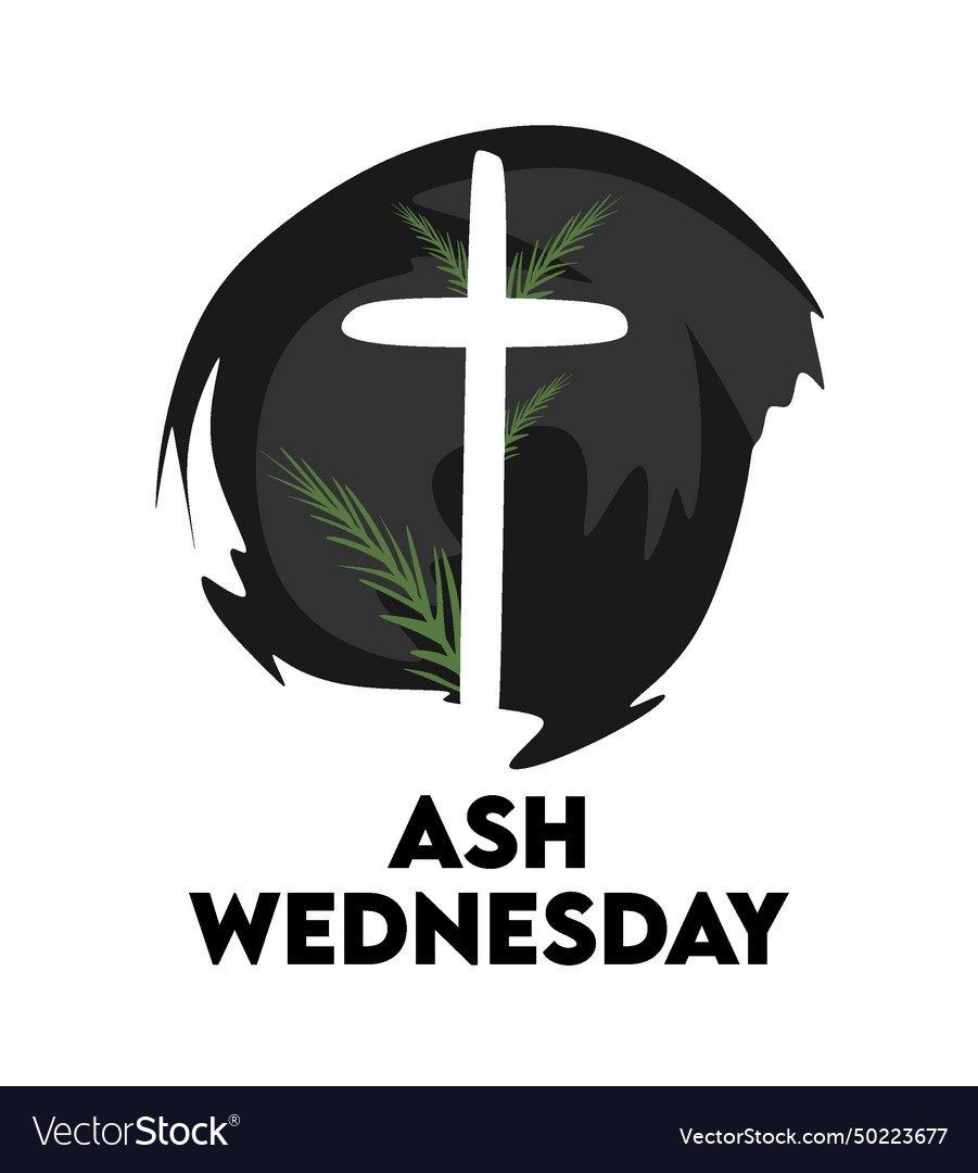 Celebrate ash wednesday with cross Royalty Free Vector Image