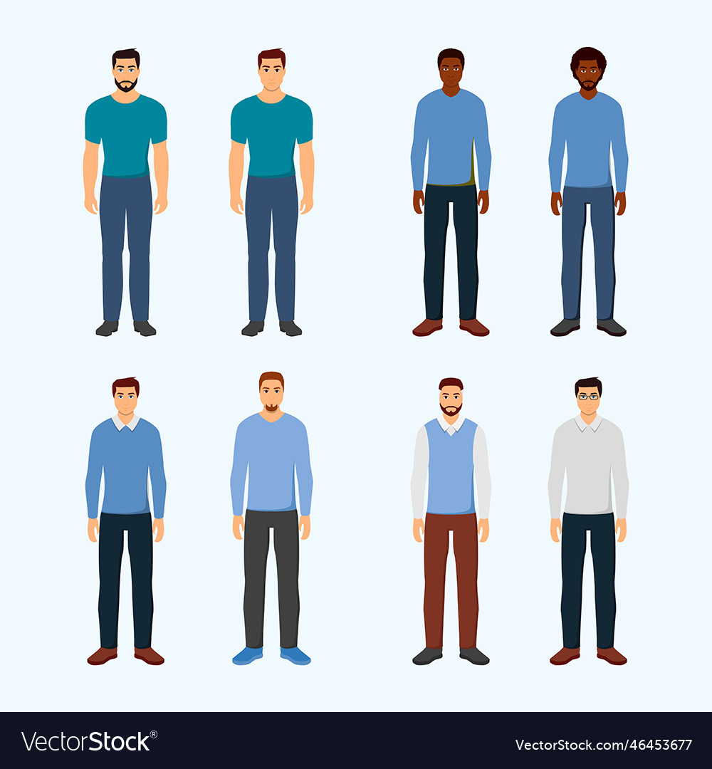 Guy character set - 8 man Royalty Free Vector Image