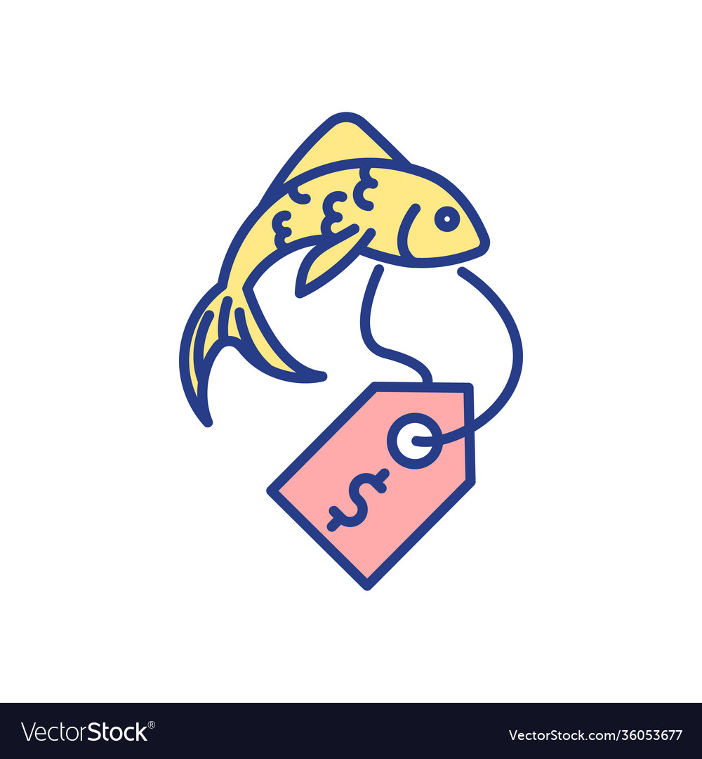 Ornamental fish farming rgb color icon