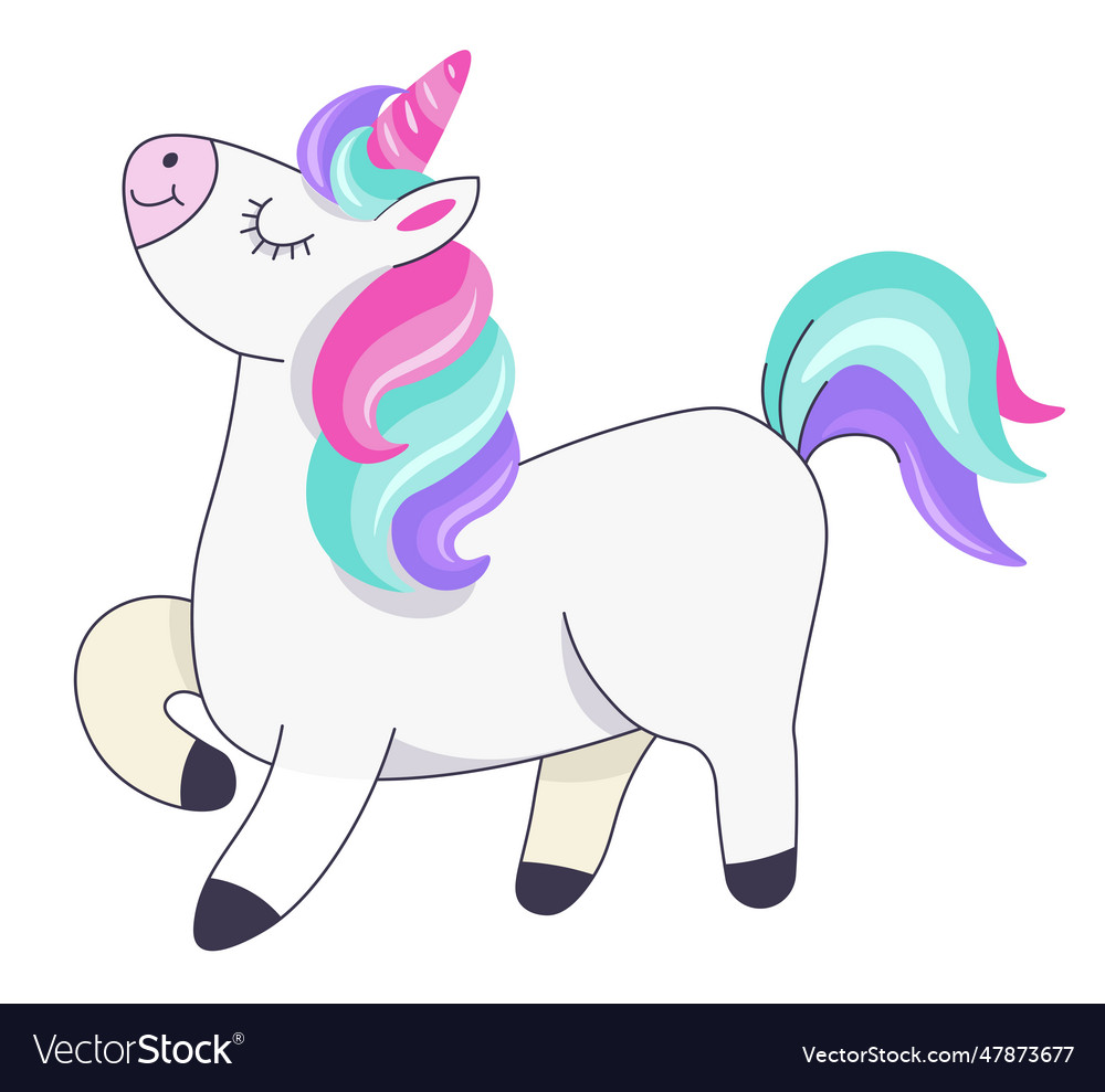 Proud unicorn walking with head up animal Vector Image