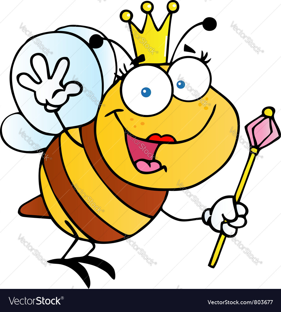 Queen bee cartoon character Royalty Free Vector Image