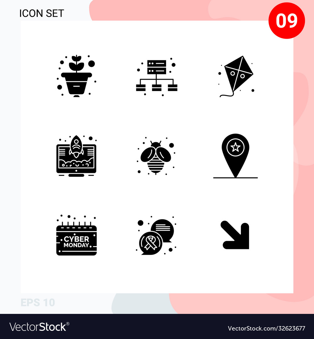 Set 9 modern ui icons symbols signs for army