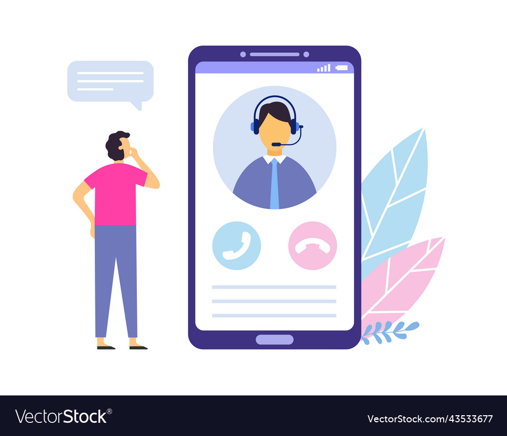 Technical Support Man Contacting Customer Service Vector Image