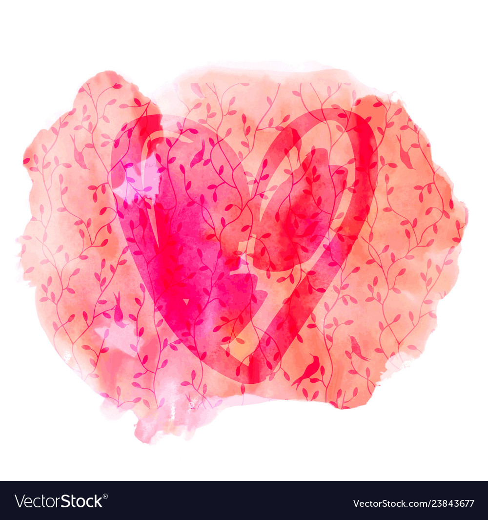 Watercolor handdrawn pink and red heart