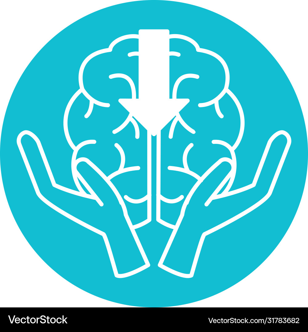 Alzheimer disease hands holding brain decrease Vector Image
