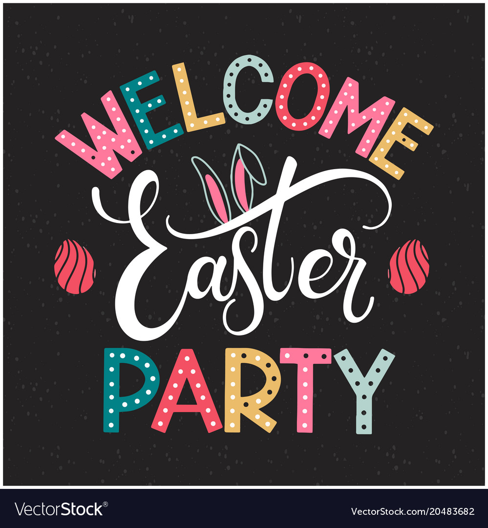 Easter party colorful lettering