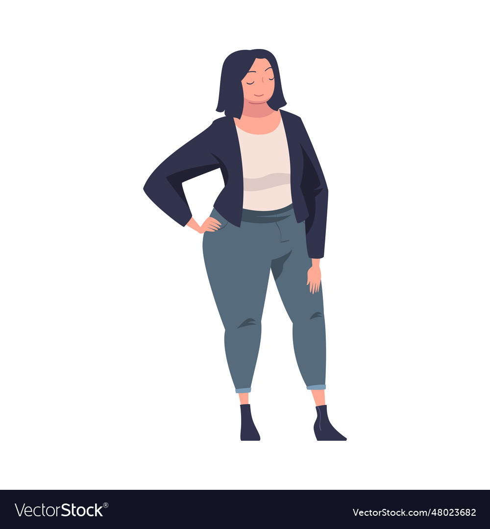 Full woman character with plump body standing Vector Image