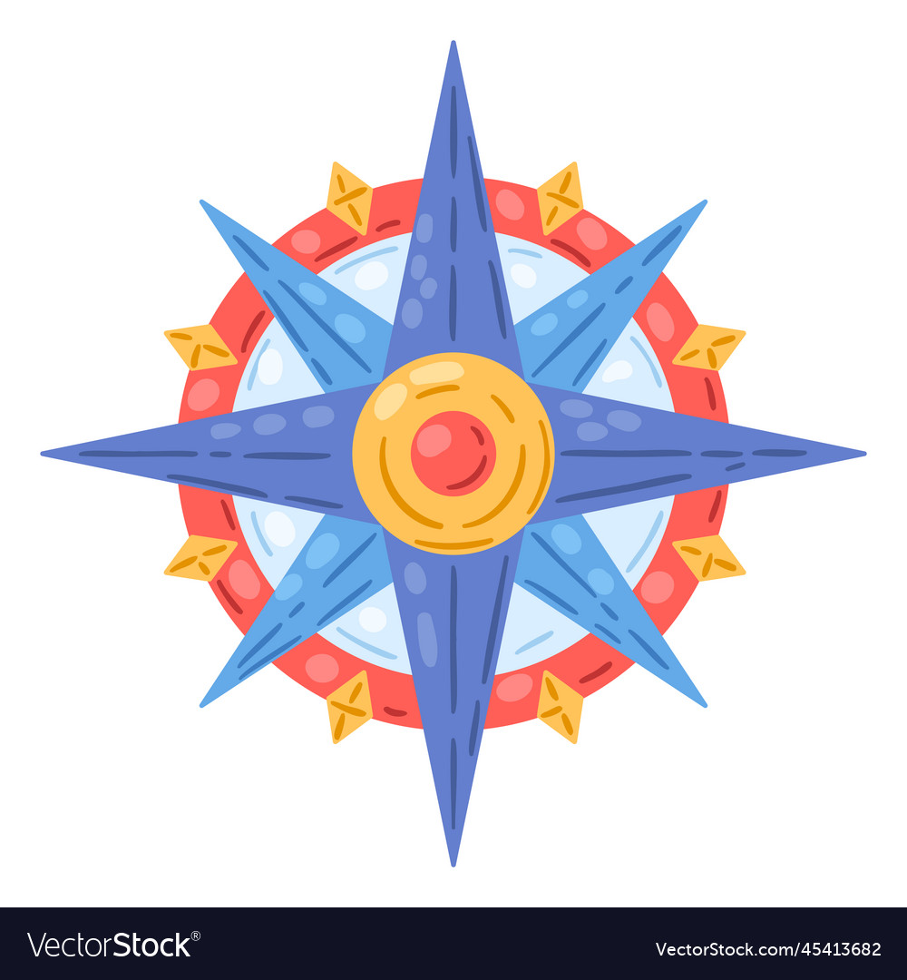Wind rose nautical icon marine vector image Wind rose nautical icon marine