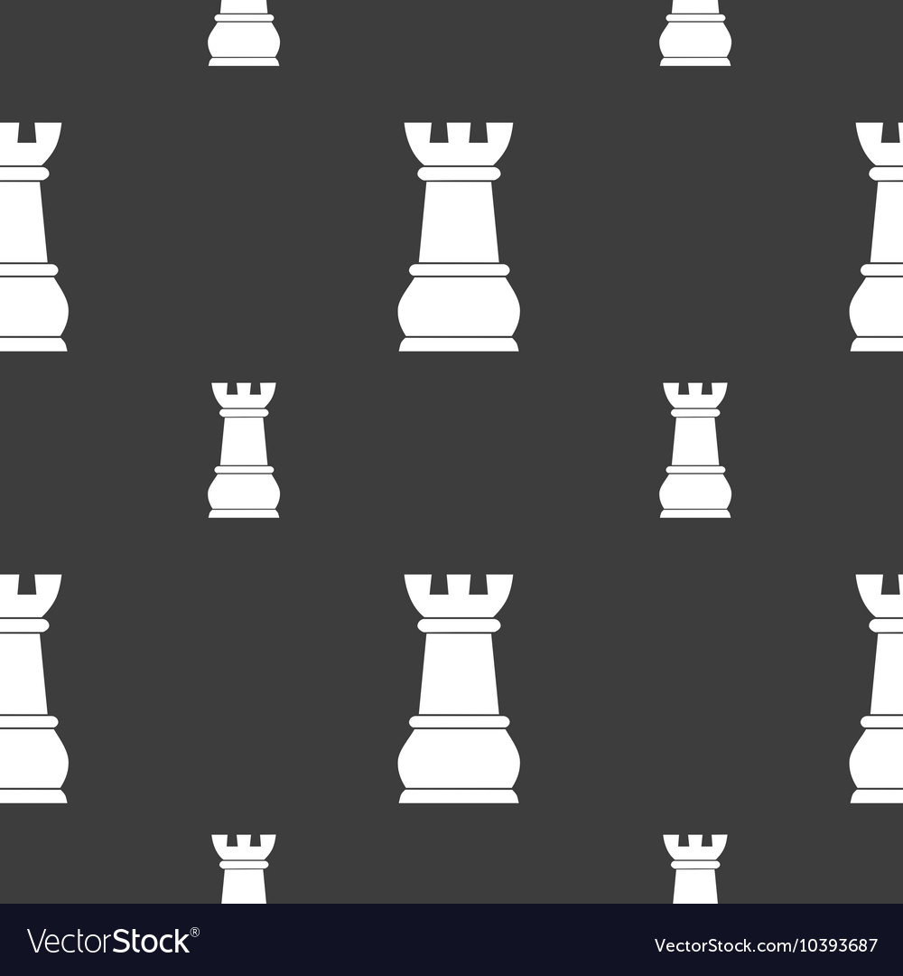 Chess rook sign seamless pattern on a gray