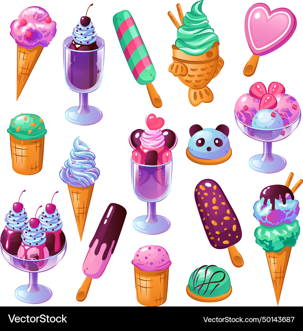 Ice cream set Royalty Free Vector Image - VectorStock