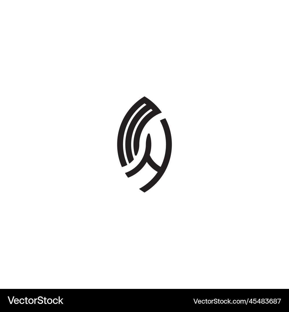 Mh leaf shape line initial concept with high Vector Image