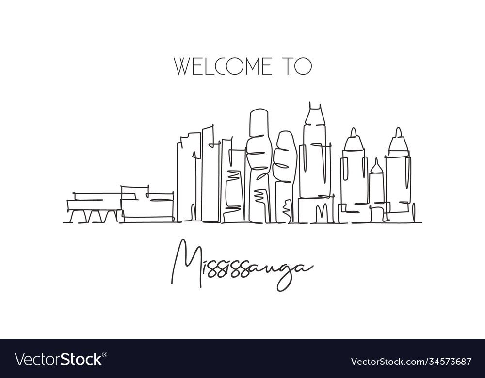 One single line drawing mississauga city skyline Vector Image