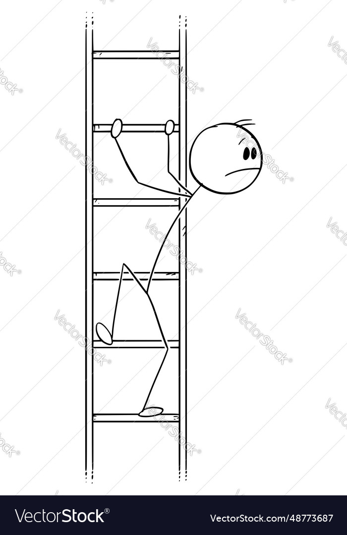 Person climbing the ladder and looking Royalty Free Vector