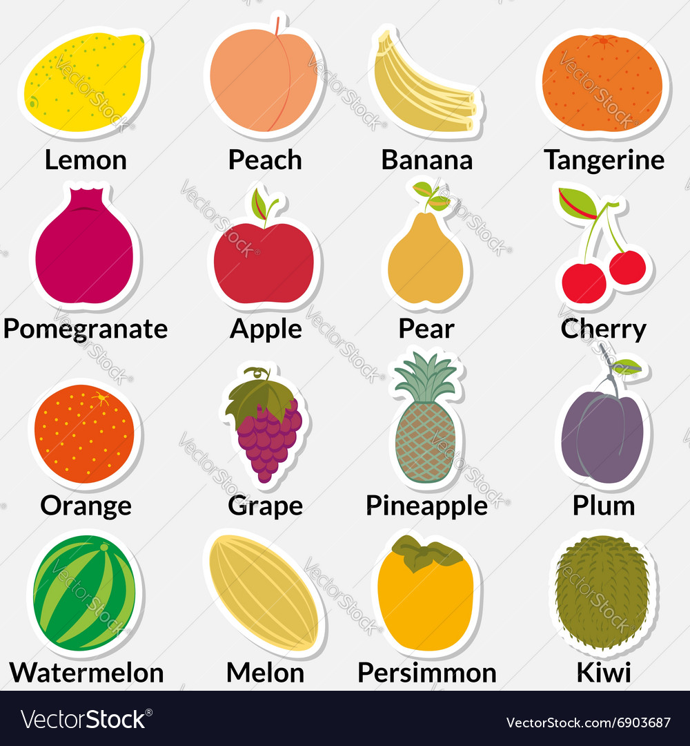 Set of flat colorful fruits icons Royalty Free Vector Image