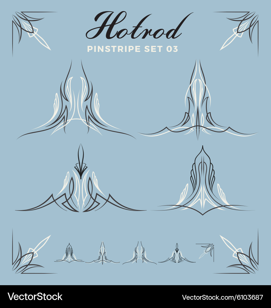 Set vintage pinstripe line art Royalty Free Vector Image