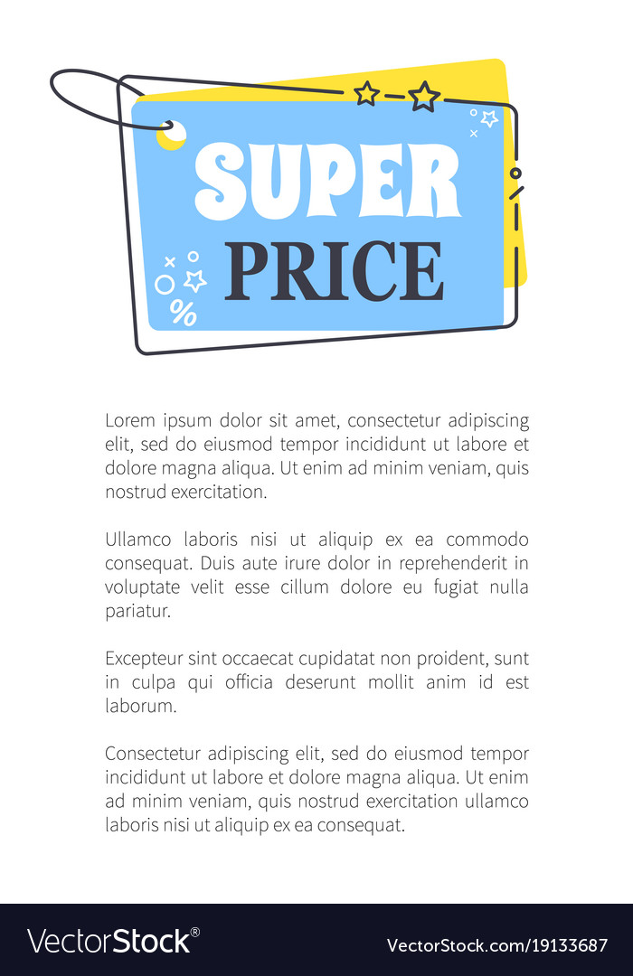 Super price promo sticker in square shape frame