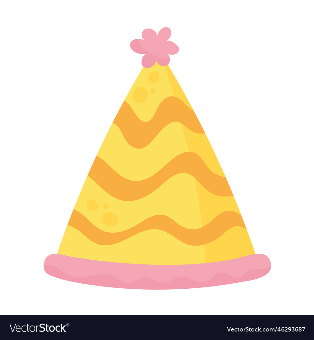 Yellow party hat Royalty Free Vector Image VectorStock