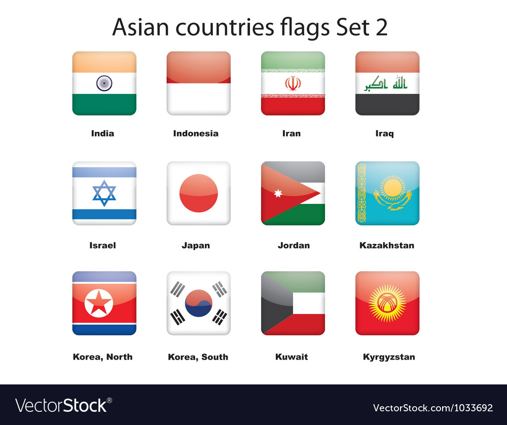 Asian countries flags