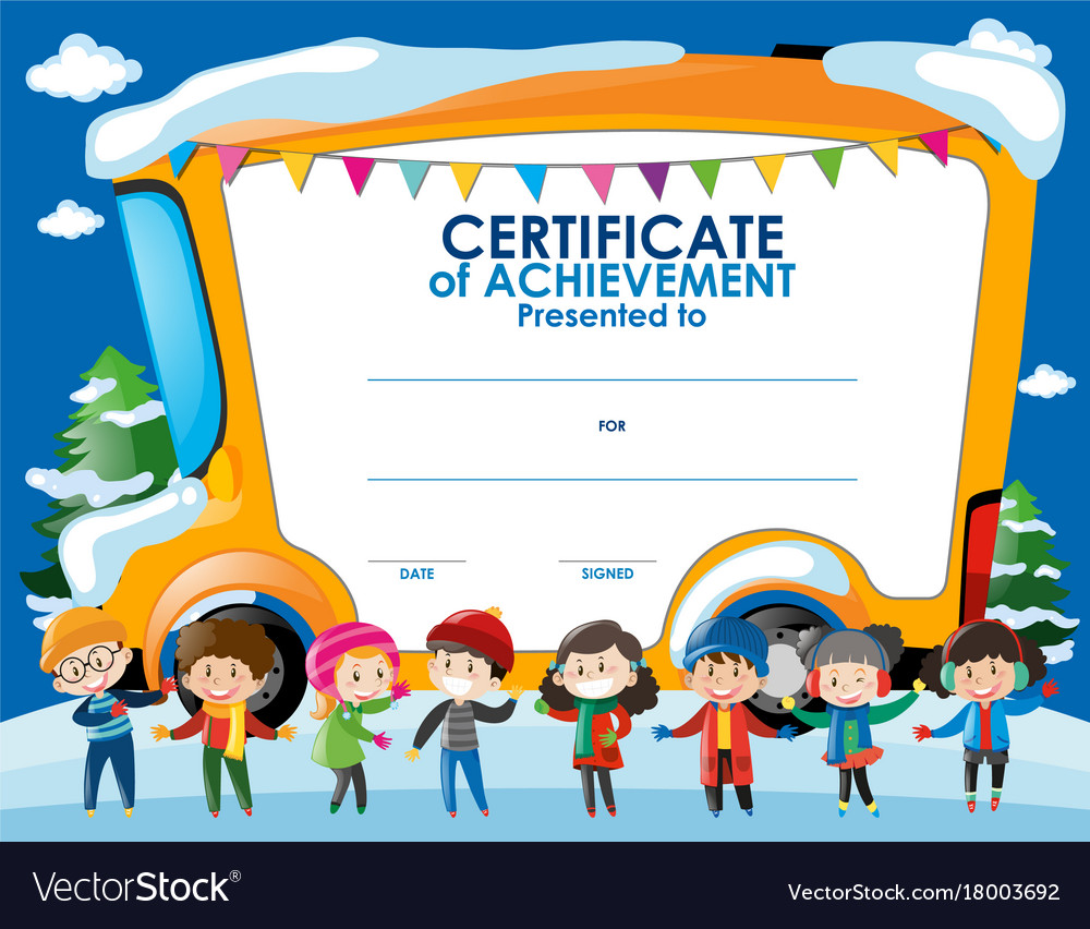 Certificate template with children in winter Vector Image Pertaining To Fun Certificate Templates