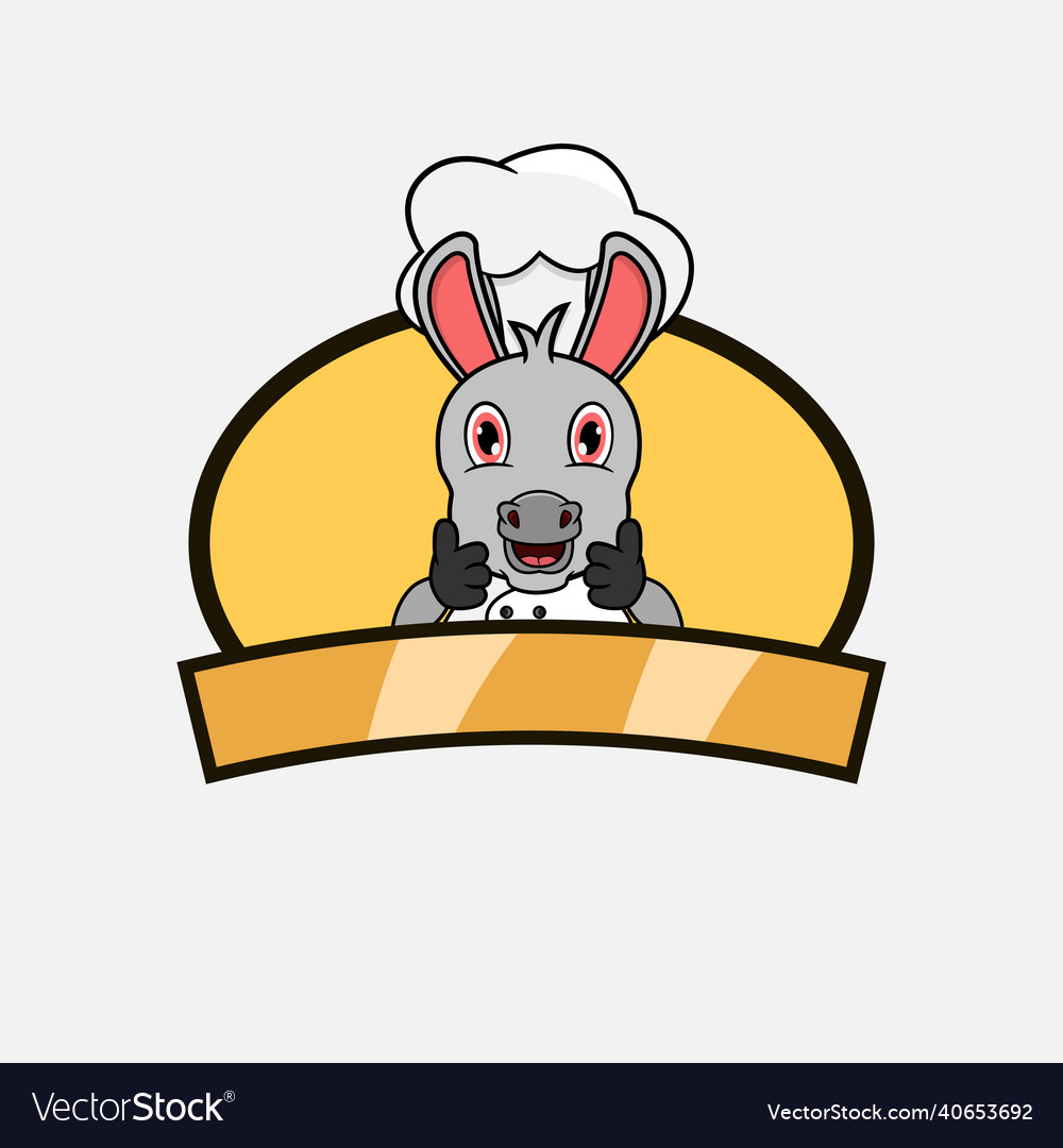 Cute donkey chef and cooking theme mascot