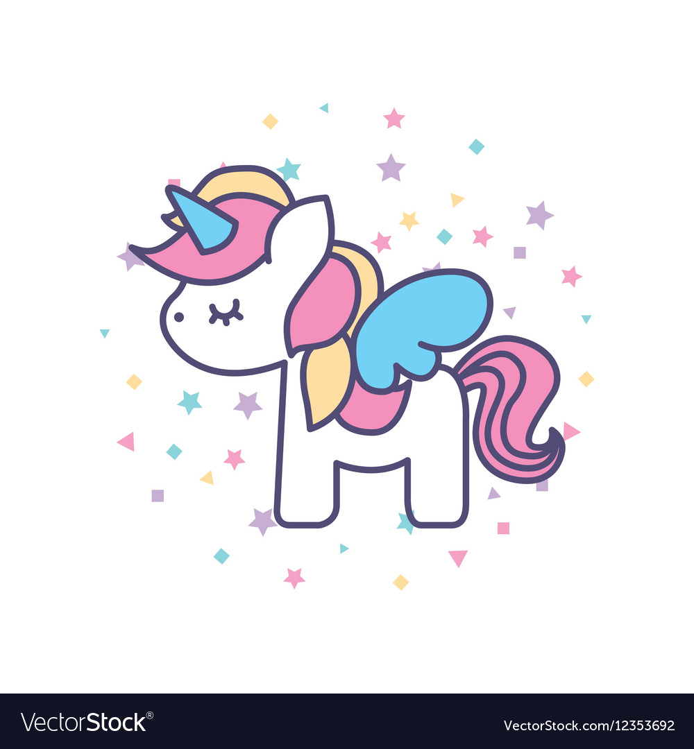 Drawing Cute Unicorn Icon Royalty Free Vector Image