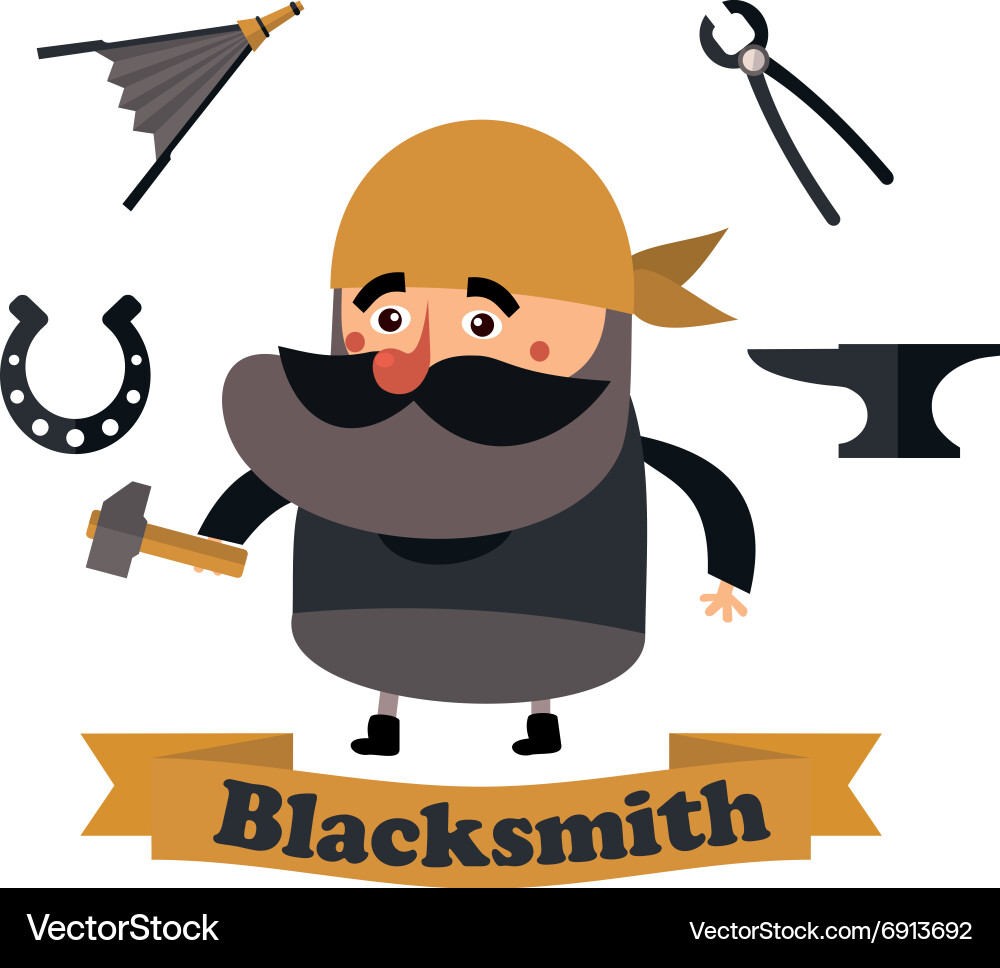 Flat icons blacksmith Royalty Free Vector Image
