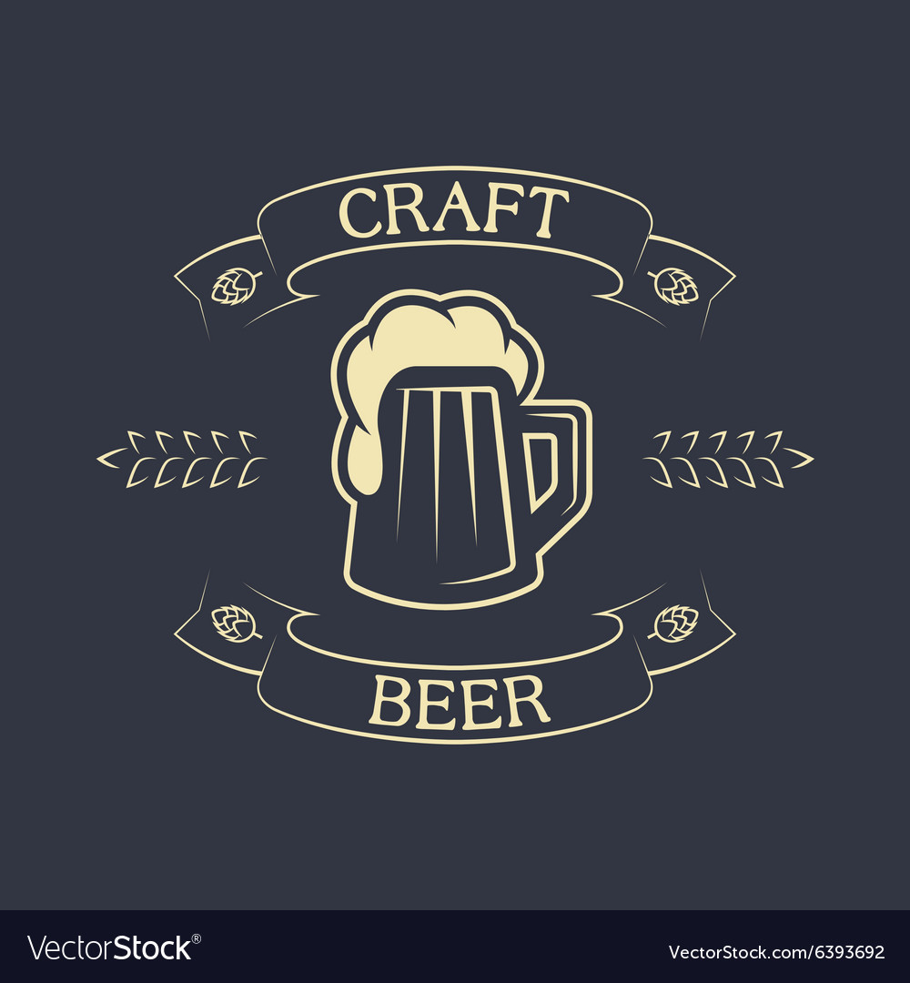 Mug of beer and ribbon for text Royalty Free Vector Image