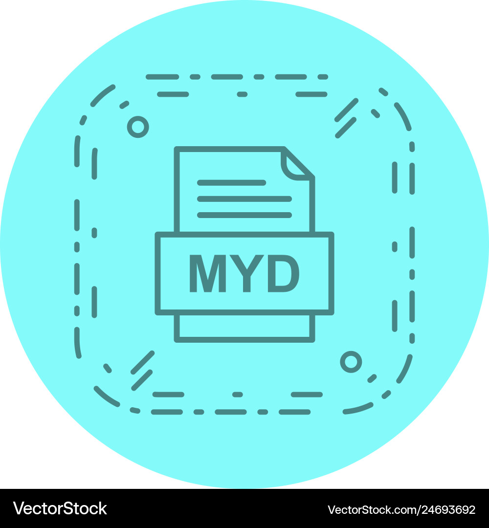 Myd file document icon Royalty Free Vector Image