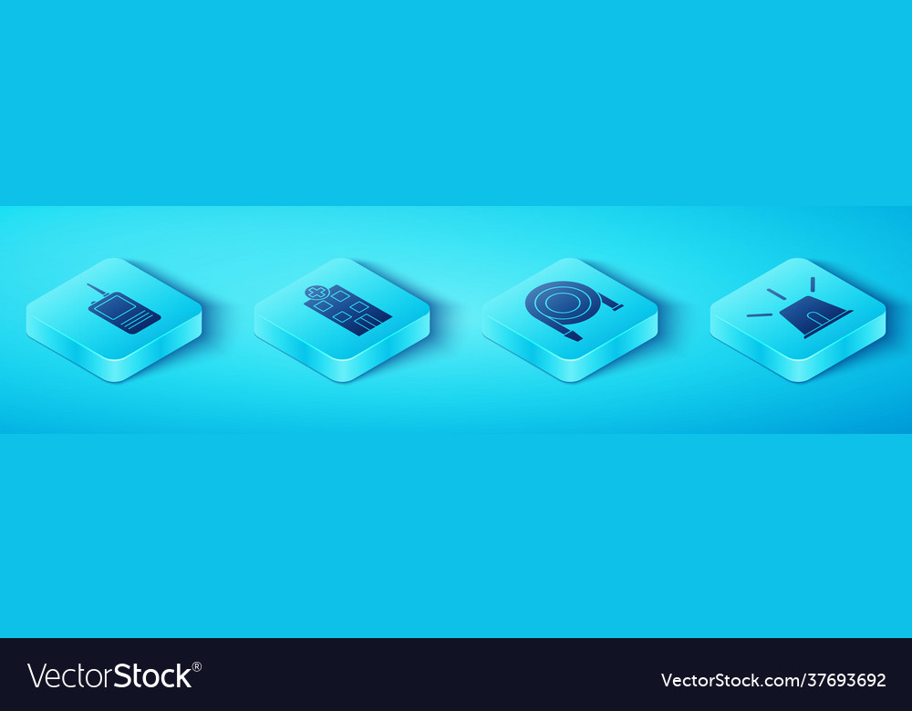 Set isometric walkie talkie medical hospital